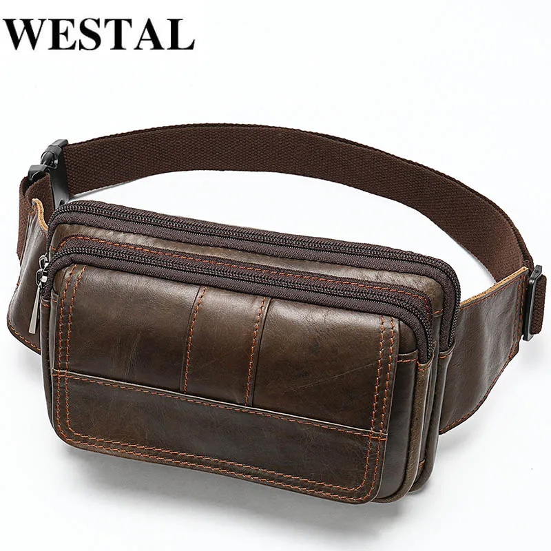 

WESTAL Men's Waist Bag Leather Male Fanny Pack Money Belt Bag Men Phone Man Belt Shoulder Bags for Men Travel Waist Pack