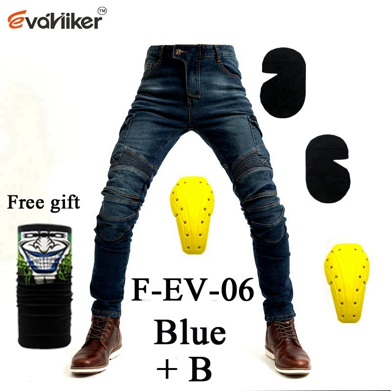 Новые мотоциклетные штаны мужские мото джинсы защитные снаряжение для езды на мотоцикле брюки штаны для мотокросса армейские зеленые брюки - Цвет: F-EV-06 Blue B