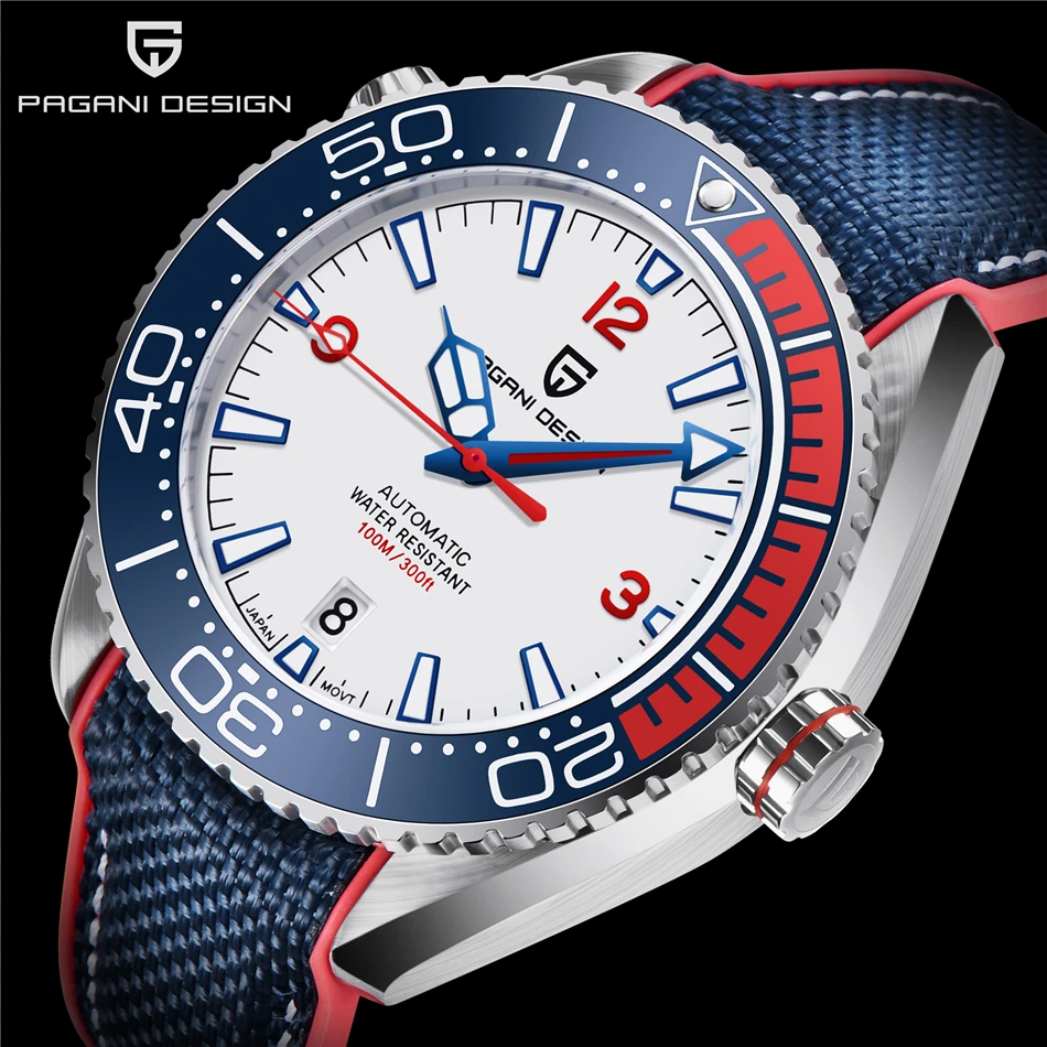 PAGANI DESIGN Men's Automatic Mechanical Watch Ceramic Bezel 100M Waterproof NH35A Movement Luxury Sapphire Glass Watch for Men
