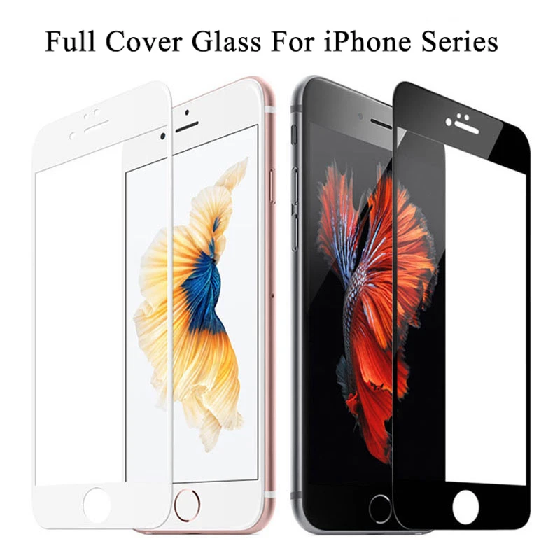 phone screen protectors Full Cover Tempered Glass on For iPhone 7 8 6 6s Plus Screen Protector Protective Glass For iPhone X XS Max XR Curved Edge Film cell phone screen protector