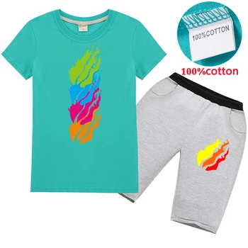 

2020 Summer children's cartoon bingo bluey Prestonplayz JOJO siwa boys girls cotton short-sleeved T-shirt + shorts suit clothing