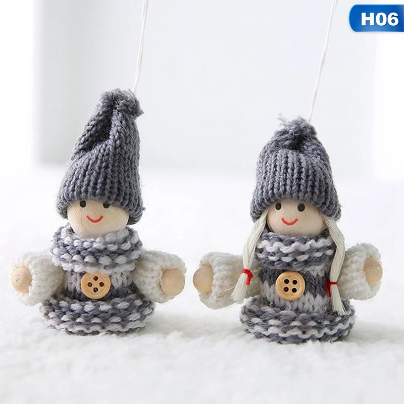 2 шт./компл. Merry Christmas шерстяного фетра пара маленькая кукла милая Пижама с рождественским принтом, пижама подвесное украшение праздничные вечерние год поставки украшения