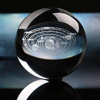 

Laser Engraved 3D Solar System Ball Glass Ball Crystal Ball Fashion Creative Planets Model for Astrophile Quartz Ball Sphere