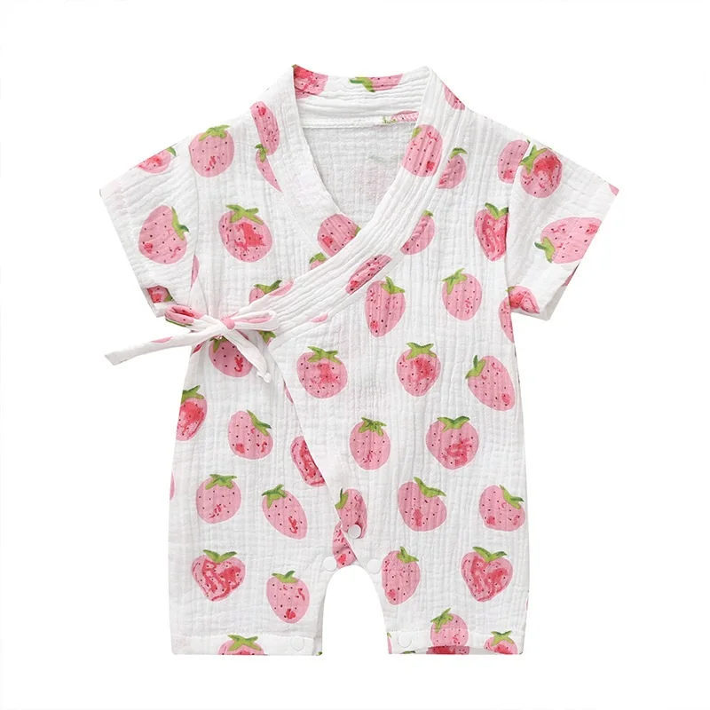 Baby Bodysuits Fur 0-18M Summer Baby Girl Boys Clothing  Rompers Jumpsuit Short-sleeved Floral Print  Cute Soft Newborn Infant Baby Kimono Playwear Baby Bodysuits for girl  Baby Rompers