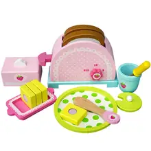 

Kids Wooden Pretend Play Sets Simulation Toasters Bread Maker Baking Kit Game Kitchen Role Toy Simulation Bakery Ware Set