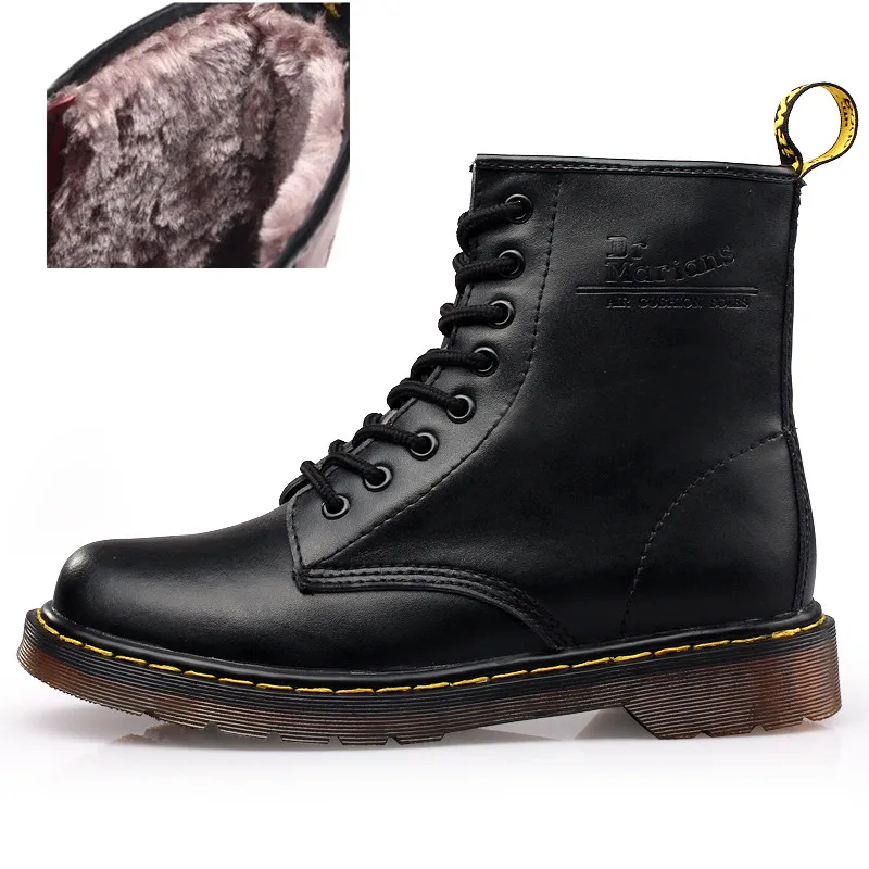 fur black Высококачественные мужские ботинки из спилка; Брендовые мужские зимние ботинки; теплые удобные ботинки на меху; обувь в коробке; ST324 - Цвет: fur black