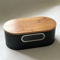 Vintage Black Bread Bin with Bamboo Cutting Board, 3