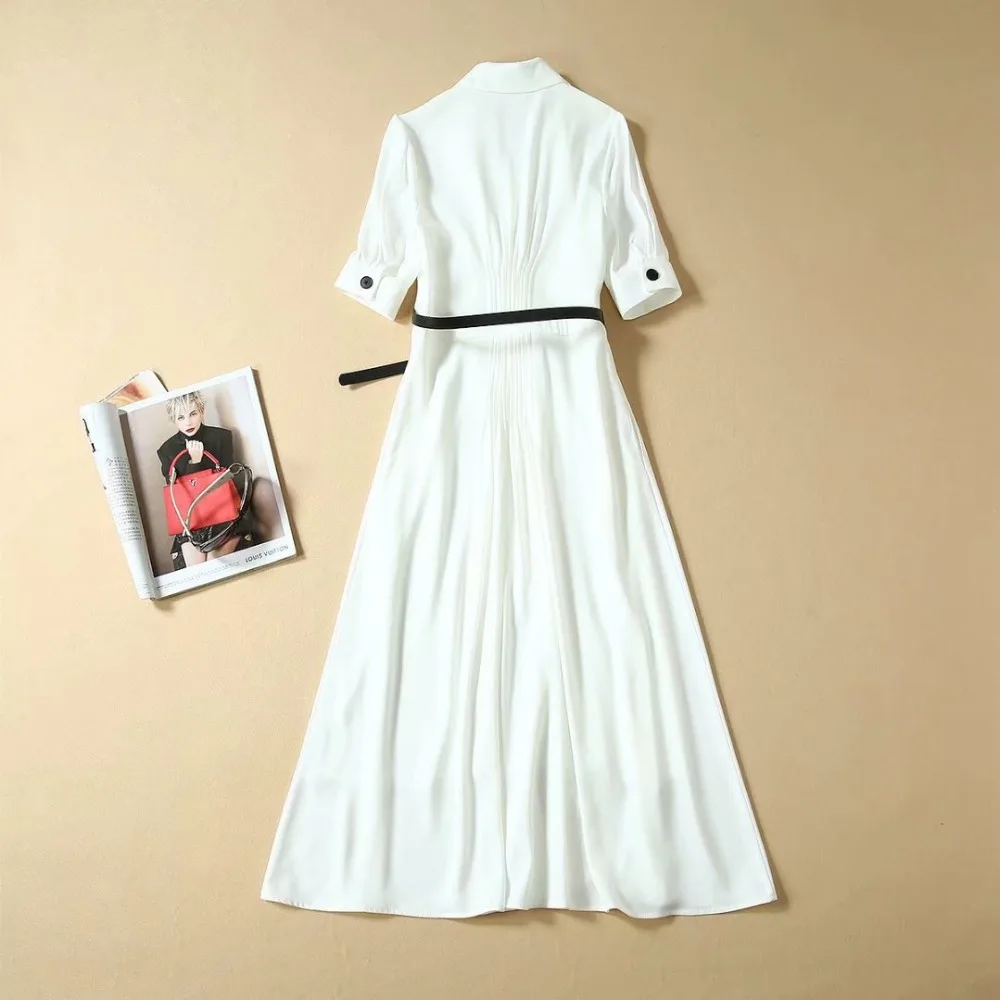 Принцесса Кейт высококачественное осеннее платье женское модное миди белое элегантное офисное женское двубортное платье с высокой талией Vestido