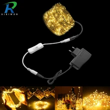 10 м 20 М медный провод струнный светильник s Рождественская елка украшение DC 12 В с вилкой лампа гирлянда Сказочный светильник luces led decoracion