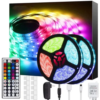 

5m 10m Led Strip Lights 16.4ft Rgb Led Light Strip With Remote Colorful 5050 Led Rope Lighting Kitchen Bed Bar Home Decoration