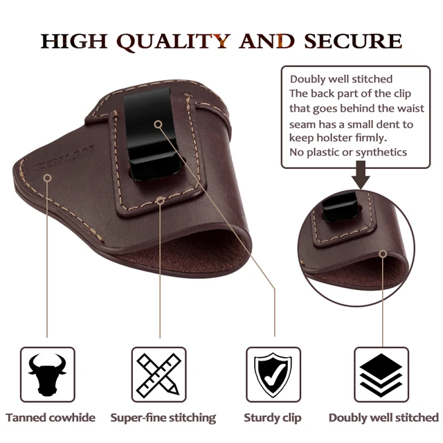 Fondina IWB In Pelle PU ZONSUSE - Nascosta, Universale, Per Glock, Beretta, S&W E Altre Pistole - Foto 5