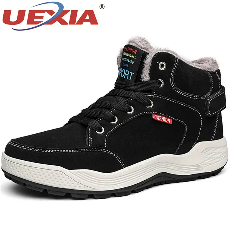 UEXIA Fashion Men Winter Snow Boots Keep Warm Plush Ankle Outdoor sport Boot Snow Shoes Casual Men's Snow Footwear Size 39-48