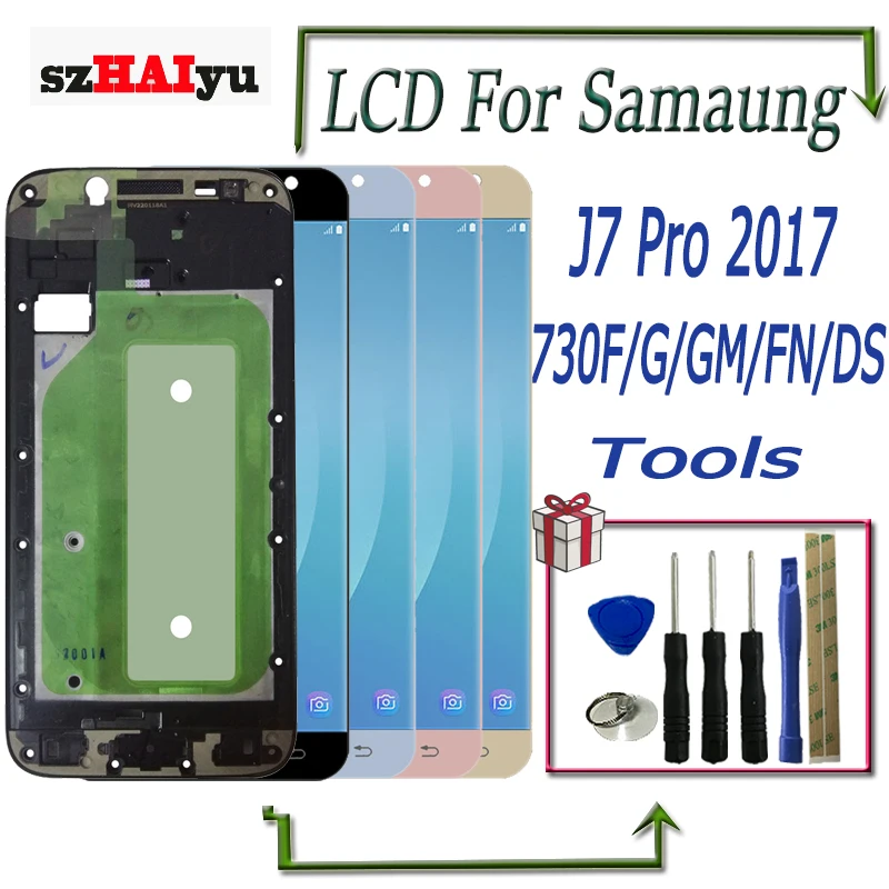 SM-J730F/G/GM/FN/DS LCD For Samsung Galaxy J7 Pro 2017 J730 J730F Display Touch Screen Digitizer Assembly Replacement Frame Tool | Мобильные