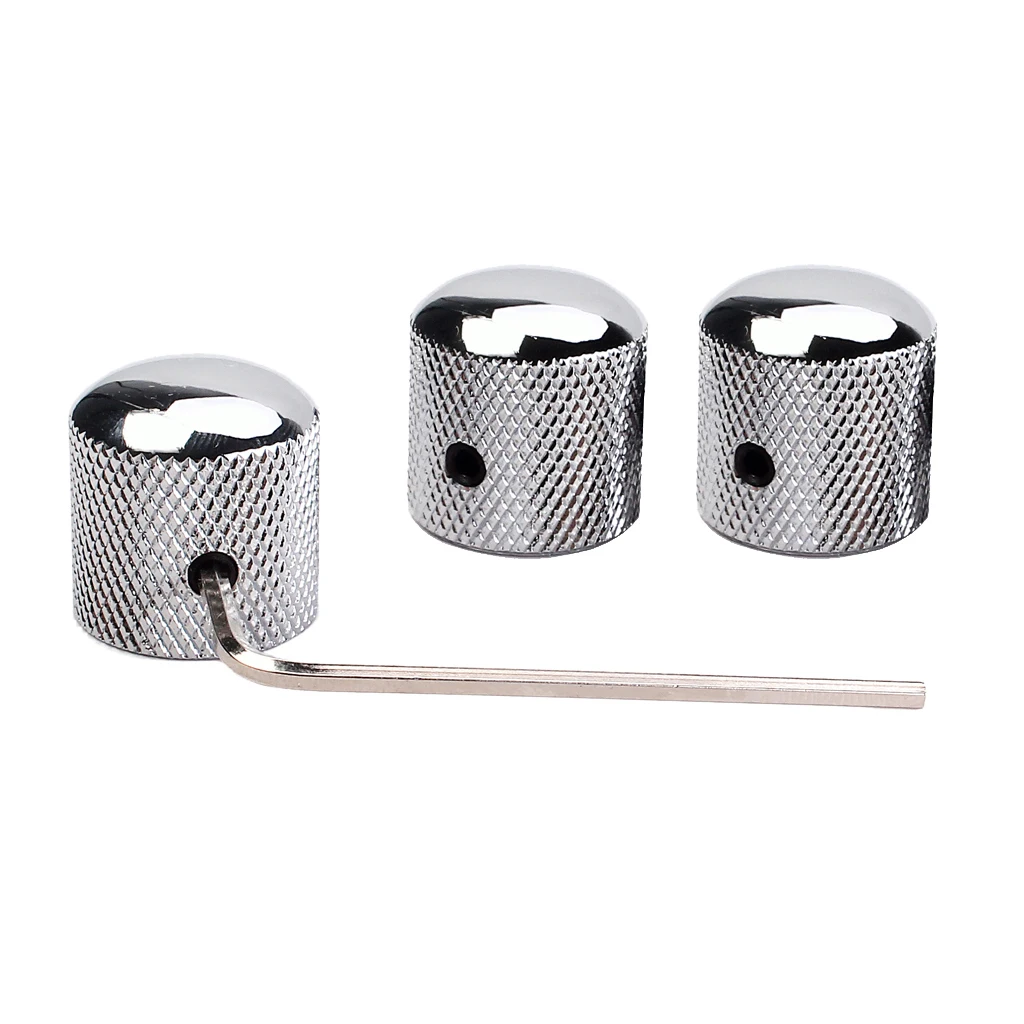 3pcs Dome Knob Volume Tone Control Knobs with Inner Hexagon Wrench for Electric Guitar Bass Screw