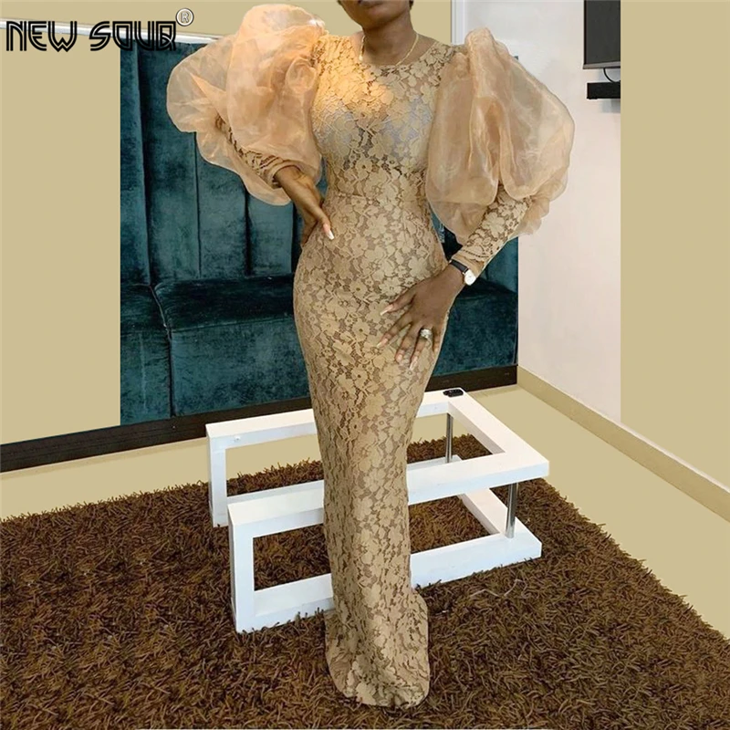 

Champagne Mermaid African Prom Dresses 2020 Vestidos de gala Girls Evening Prom Dress Middle East Celebrity Gown Dubai Aibye