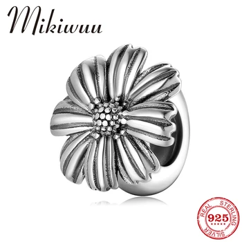 

Real 925 Sterling Silver Autumn Chrysanthemum Flower Spacer Stopper Beads fit Original Pandora Charm Bracelet Fine Jewelry DIY