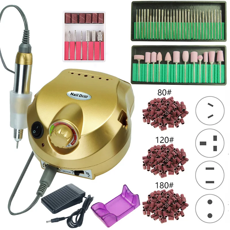 

35000/20000 RPM Electric Nail Drill Machine Manicure Set Pedicure Gel Remover Strong Drill File Left Hand Polishing Tools Kit