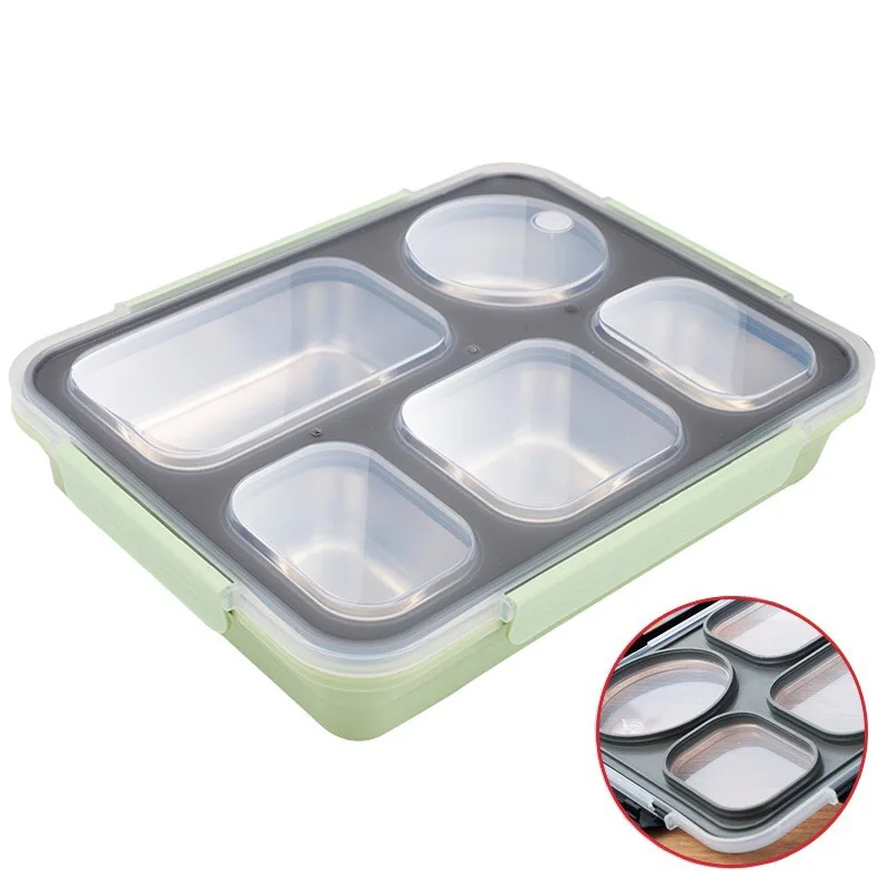 compartimentos leakproof bento caixa recipiente de alimento com utensílios de mesa