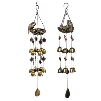 

Bird Nest Wind Chime, Bird Bells Chimes with 12 Wind Bells /Leaves for Glory Mot