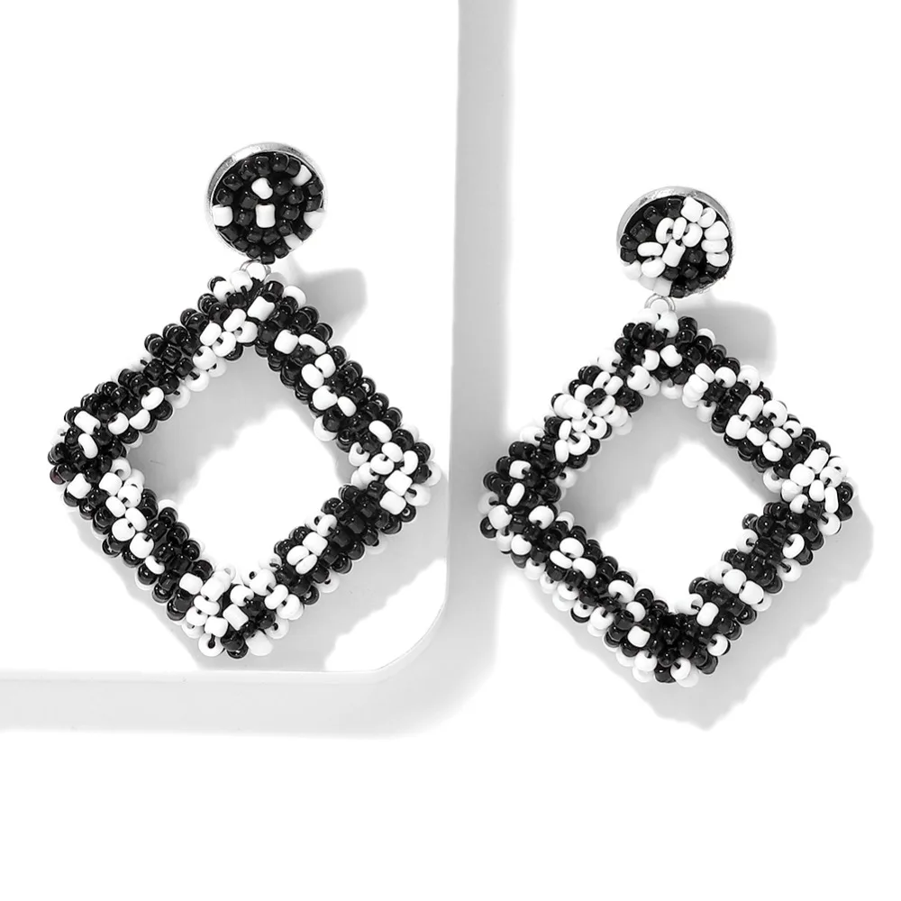 Miwens, новинка, Bauble Bar, синие Квадратные бусины, свисающие, модные женские серьги, кисточка, овальная рафия, массивные серьги-подвески ювелирные изделия