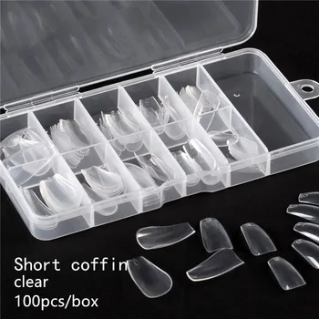 Ceny Lametoria Popularne 100 Sztuk/pudło Baleriny Stiletto Trumna Zaokrąglone Kwadratowe Sztuczne Tipsy Manicure Fałszywe Tipsy