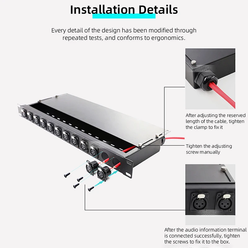 1U パッチパネル（HDMI、XLR、RJ45、TRS） 100-465 - Excel Voice 25 Port 3-Pair RJ45 Patch Panel 1U Black