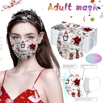 

Christmas Face Mask Santa Adult Disposable Fabric Facial Mask Non-woven 3ply Mouth Cover Mascarillas New Year Mask Маска#YL5
