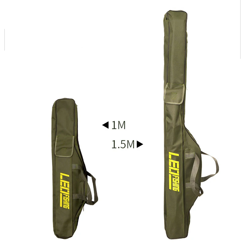 Double Layer Canvas Fishing Bag 100cm 150cm Portable Folding Fishing Rod Bag Fishing Tackle Carrier Bag (3)