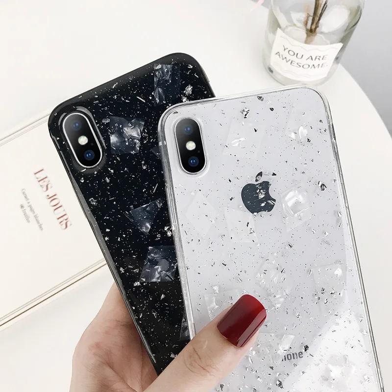 Блестящий чехол с блестками для телефона iPhone 11 Pro Max X XR Xs мягкая блестящая задняя