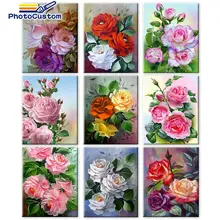 PhotoCustom Flowers Painting By Number Drawing On Canvas By Numbers Paint For Adult and child Wall Art Picture Gift