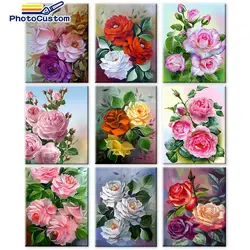 Peinture de fleurs par numéros pour adultes et enfants, dessin sur toile, tableau d'art mural personnalisé, cadeau 