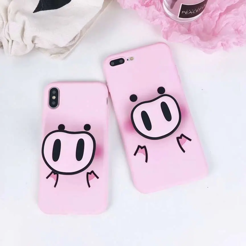 Cute Piggy  Lanyard Holder Applicable iphonexs MAX Phone Case iPhone 8/7 Plus Shatter-resistant 6 S Women's