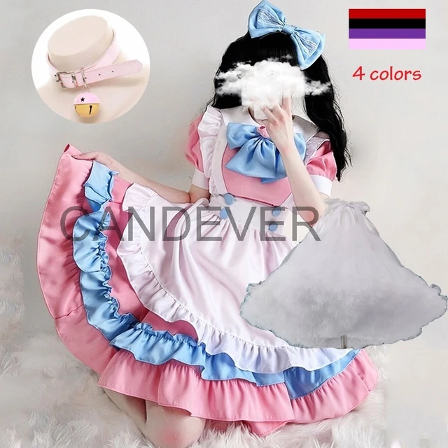 Anime maid outfit cosplay lolita vestido kawaii rosa empregada doméstica  uniforme limpeza plus size traje de halloween