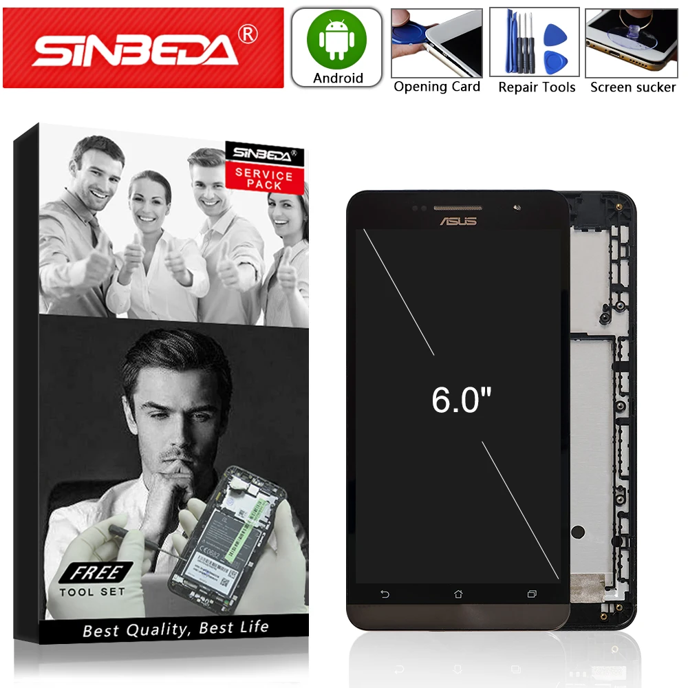 

6.0" Original For ASUS Zenfone 6 A600CG LCD Display Touch Screen with Frame For ASUS Zenfone 6 A600CG Display A601CG T00G Screen