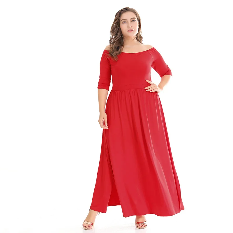 WHZHM черное платье с рукавом 1/2 для вечеринок летнее женское плюс размер 3XL сплит