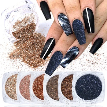 

6 Boxes Holo Nail Glitter Dipping Powder Set Gradient Laser Shiny Pigment Sugar Dust For UV Gel Nail Art Decorations LA1539-13-1
