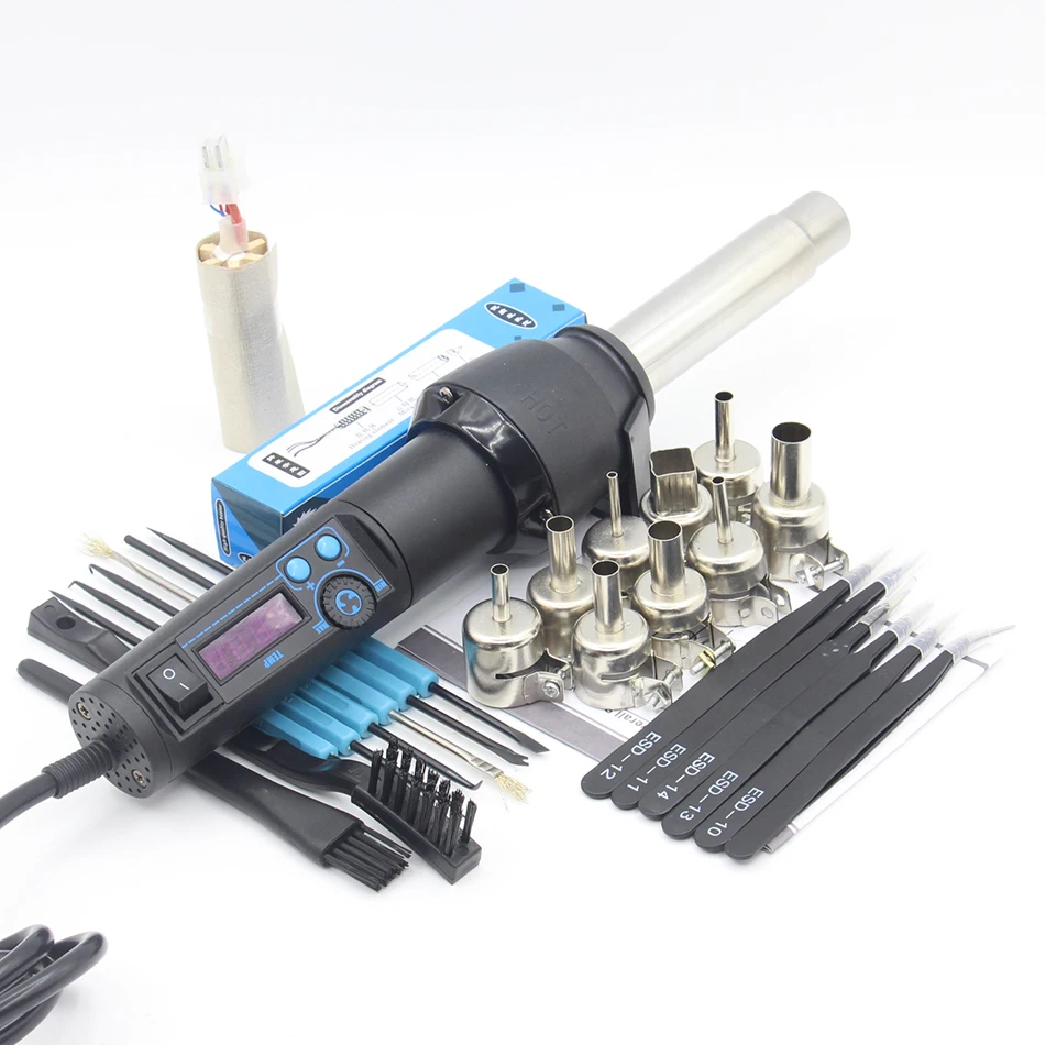

chuilian 8858LCD 650W LCD Adjustable Electronic Heat Hot Air Gun Desoldering Soldering Station Nozzle tweezers Welding tool