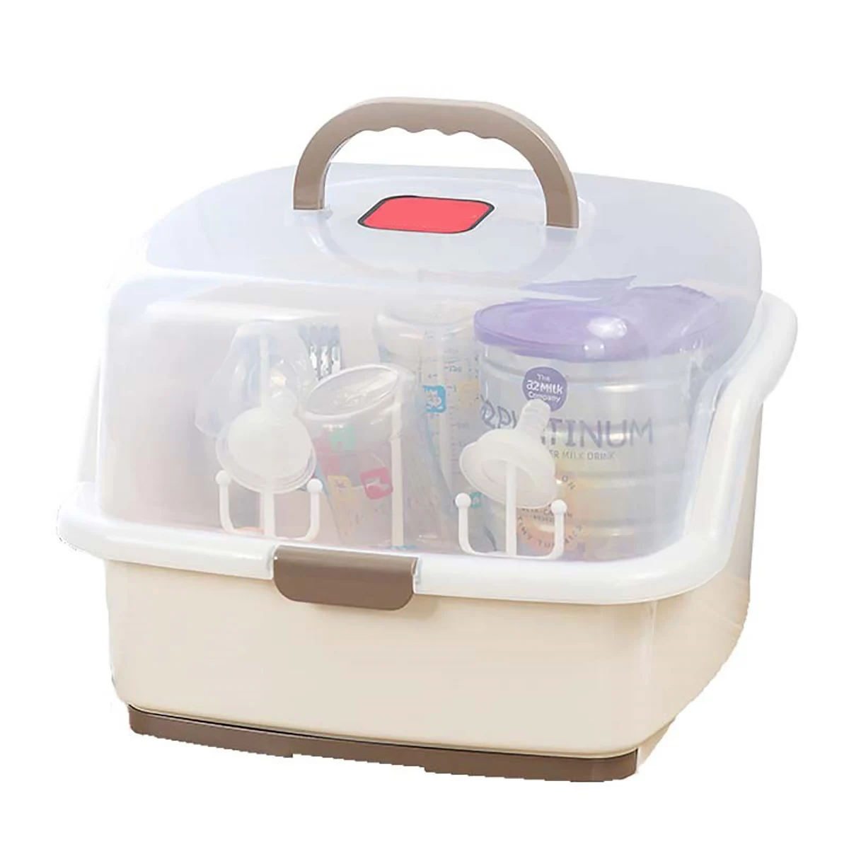  Portable Baby Bottle Rack Storage Box Organizer Dust Proof Drying Shelf Box Baby Milk Feeding Bottl