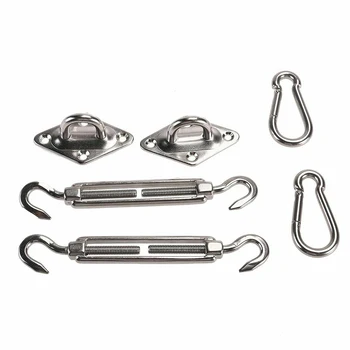 

6Pcs/Set Sun Shade Sail Stainless Steel Hardware Installation Kit Turnbuckle Pad Eye Snap Hook Accessories