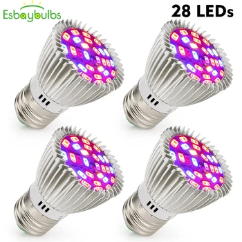 

4pcs/lot LED Grow light 85V-265V 18leds 28leds 48leds E27 Plant Bulb Fitolampy IR UV Phyto Lamp For Indoor Plant Flower Seeding
