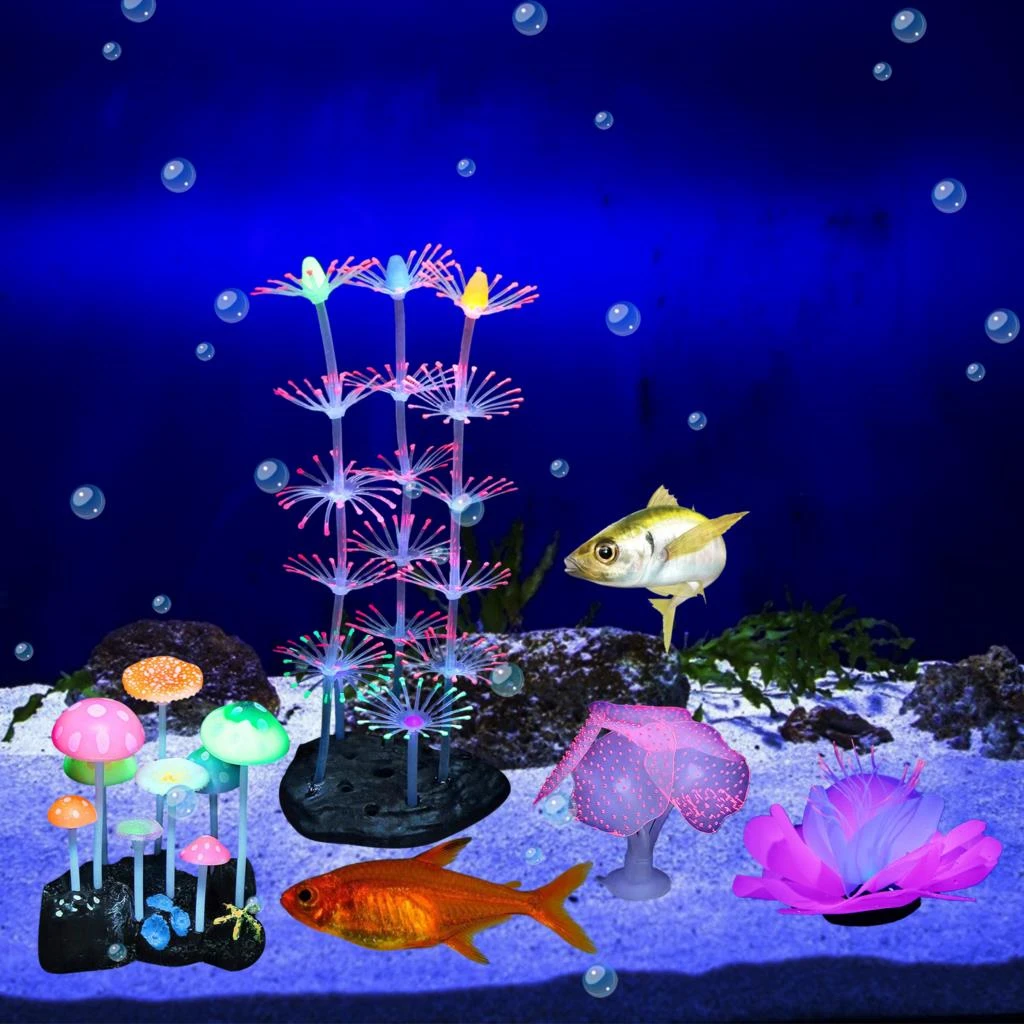 Consulaat Locomotief kaart 4pcs Fluorescent Artificial Plants Fish Tank Decorations Aquarium Water  Grass Lotus Mushroom Ornaments Aquarium Landscape - Decorations & Ornaments  - AliExpress