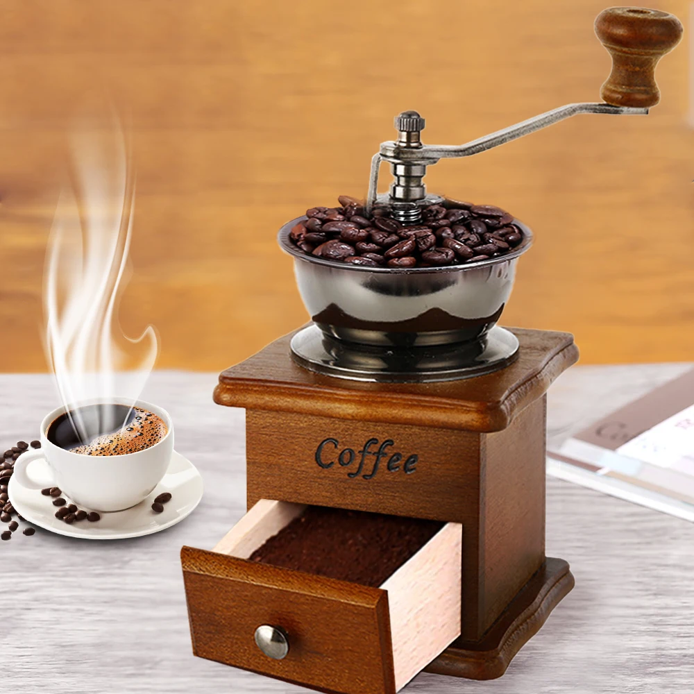 

Home Manual Coffee Bean Grinder Retro Style Classical Wooden Design Metal Mill Maker Hand Coffee Grinders Machine High Quality