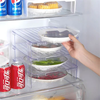 

2 Pack Refrigerator Storage Rack Stackable Layered Dishes Bowl Shelf Cabinet Storage Kitchen Organizer Leftovers Refrigeration