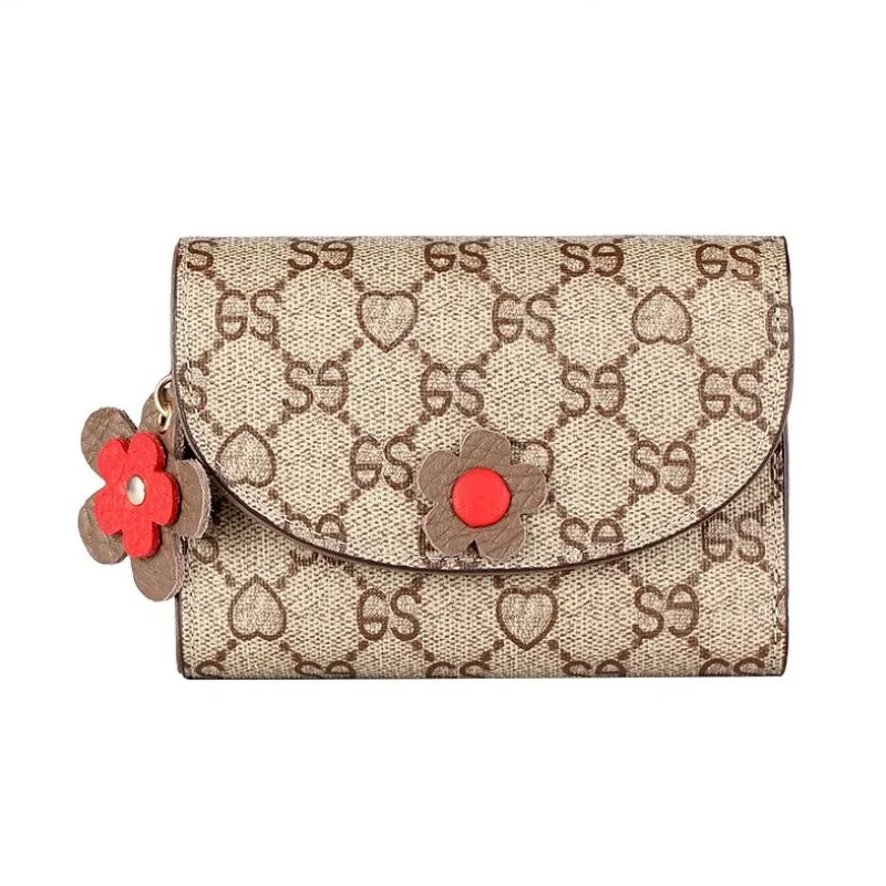 

Simple fold-and-buckle printed cowhide Pocket Wallet