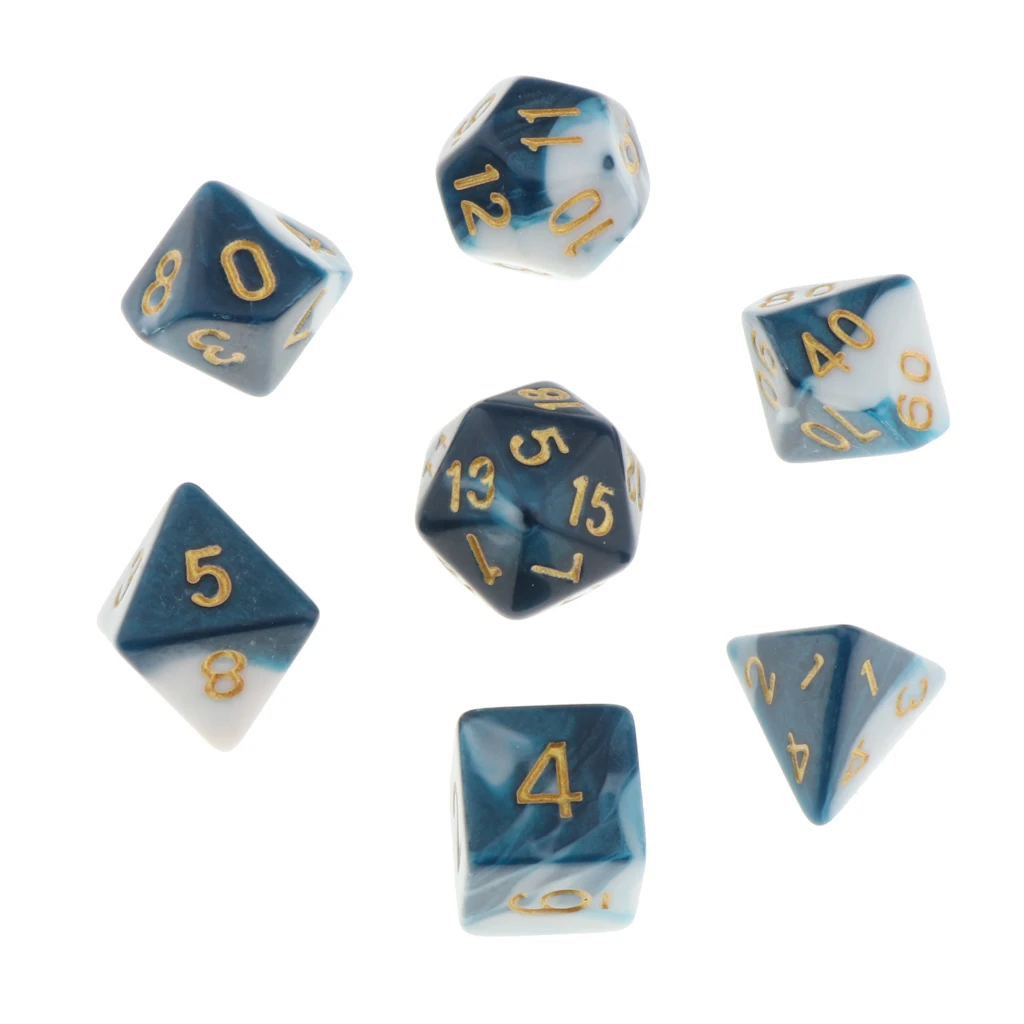 Pack of 7 Polyhedral Dices Table Board Games Party KTV for Dungeon and Dragons Polyhedral Dice Games DND Dice Set Kids Math Toys