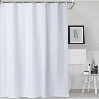 

White Shower Curtain for Bathroom Water-Proof Waffle Weave Fabric Shower Curtain in Bath - 72 x 72 inch,White
