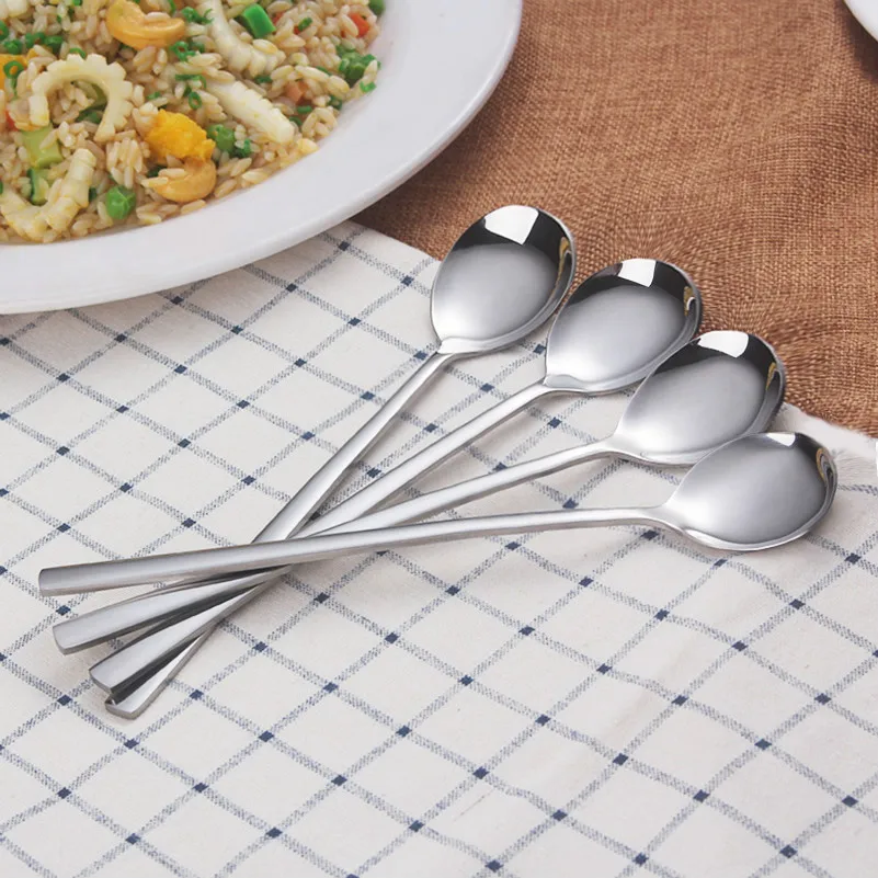 1 PCS Stainless Steel Korean Spoons,8.5 Inch Soup Spoons,Long Handle