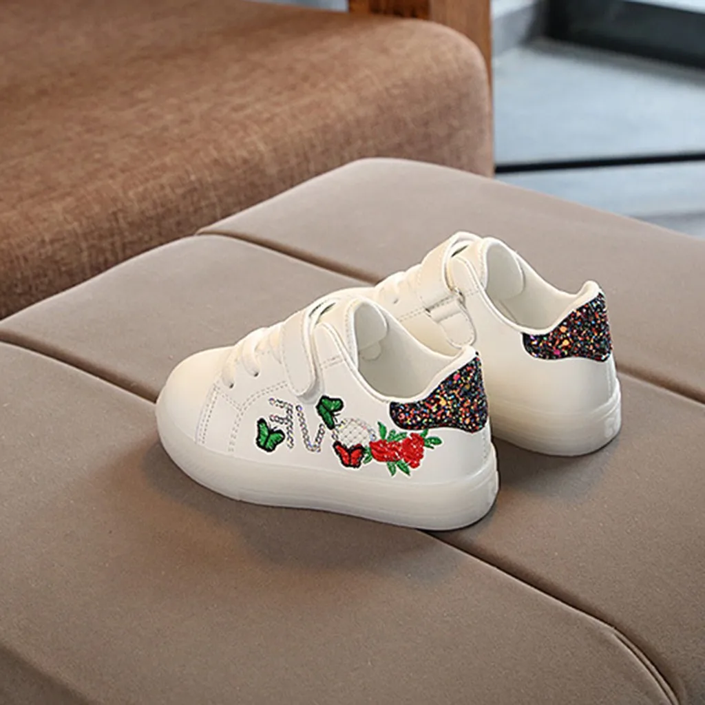MUQGEW/Новинка года; модная спортивная обувь для маленьких мальчиков и девочек; светящаяся спортивная обувь с цветами и бабочкой; Люминесцентная спортивная обувь; 25