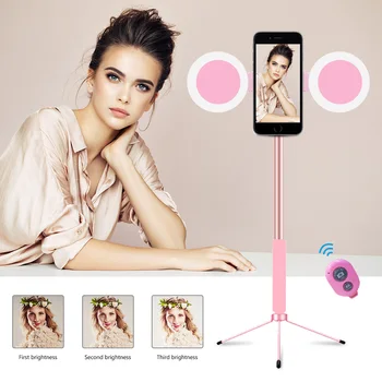 

4 in 1 170cm Extendable Tripod Selfie Stick LED Ring Light Phone Mount Remote 5.6ft Telescopic Monopod For iOS Android Phones