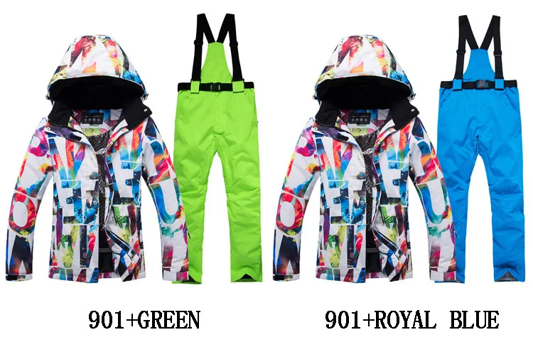 Для женщин Лыжный Спорт костюмы Сноубордическая куртка и брюки для девочек комплекты зимней спортивной одежды зимние лыжный костюм для женщин-30 градусов Водонепроницаемый из дышащего материала